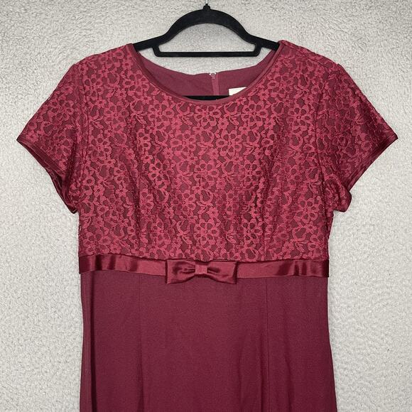 Vintage Just Choon Dress Womens Size 11 Burgundy Lace Maxi Empire Waist Regency - Picture 3 of 9